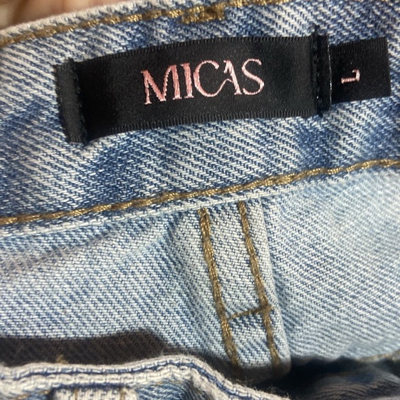 Mica’s Asymmetric Waist Straight Leg Jeans Sz L Barrel Jeans Wide Leg - Picture 5 of 6